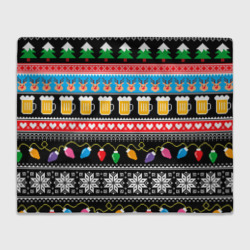 Плед 3D Новогодний узор с пивом и оленями