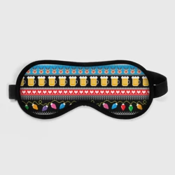 Маска для сна 3D Новогодний узор с пивом и оленями