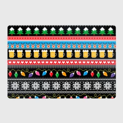 Магнитный плакат 3Х2 Новогодний узор с пивом и оленями