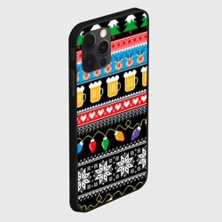 Чехол для iPhone 12 Pro Новогодний узор с пивом и оленями - фото 2
