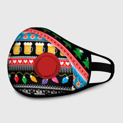 Маска из неопрена Новогодний узор с пивом и оленями