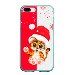 Чехол для iPhone 7Plus/8 Plus матовый Новый год тигр снежинки