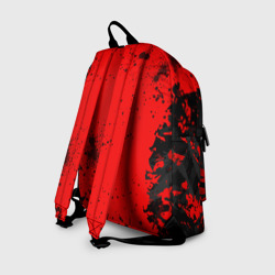 Рюкзак с принтом God of War Брызги крови для любого человека, вид сзади №1. Цвет основы: белый