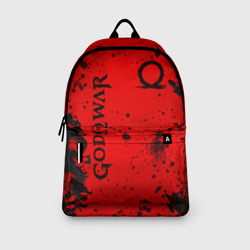 Рюкзак с принтом God of War Брызги крови для любого человека, вид спереди №3. Цвет основы: белый