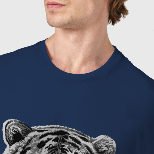 Мужская футболка хлопок Год белого тигра 2022, цвет темно-синий - фото 6