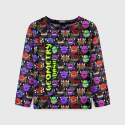 Детский лонгслив 3D Geometry Dash Logo - Геометри Дэш логотип