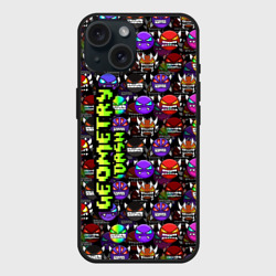 Чехол силиконовый для Apple iPhone 15 матовый Geometry Dash Logo - Геометри Дэш логотип