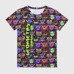 Женская футболка 3D Geometry Dash Logo - Геометри Дэш логотип