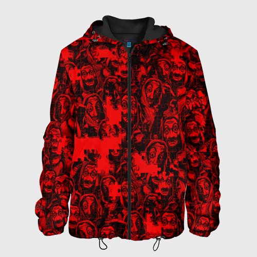 Мужская куртка 3D с принтом LA CASA DE PAPEL RED CODE PATTERN, вид спереди #2