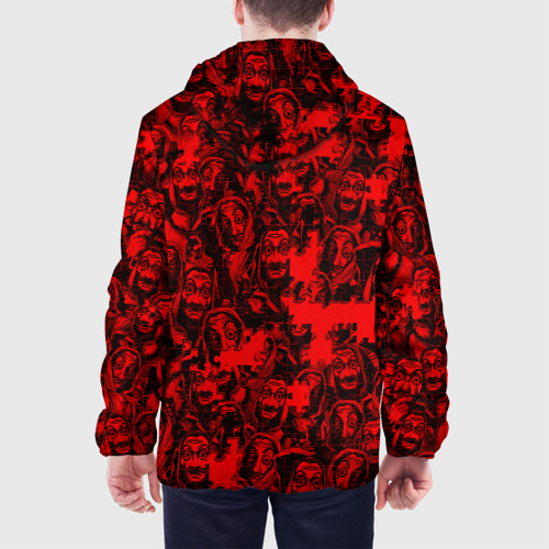 Мужская куртка 3D с принтом LA CASA DE PAPEL RED CODE PATTERN, вид сзади #2
