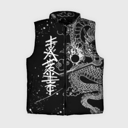 Женский жилет утепленный 3D Белый дракон Япония white dragon
