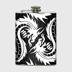 Фляга Узор из белых драконов white dragon Tokyo