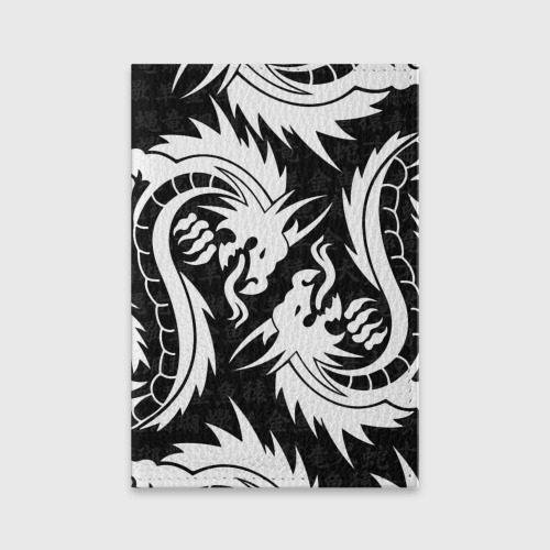 Обложка для паспорта матовая кожа Узор из белых драконов white dragon Tokyo, цвет черный