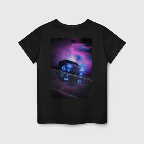 Детская футболка хлопок Авто в неоне, цвет черный - фото 2