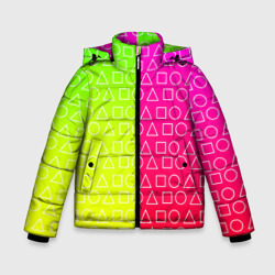 Зимняя куртка для мальчиков 3D Игра в кальмара розовый+желтый