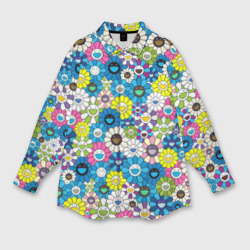 Женская рубашка oversize 3D Takashi Murakami Улыбающиеся цветы