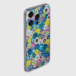Чехол для iPhone 15 Pro Max силиконовый с защитой камеры Takashi Murakami Улыбающиеся цветы - фото 2