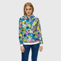 Женская толстовка 3D Takashi Murakami Улыбающиеся цветы - фото 2