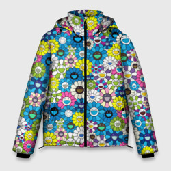Мужская зимняя куртка 3D Takashi Murakami Улыбающиеся цветы
