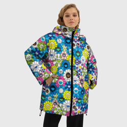 Женская зимняя куртка Oversize Takashi Murakami Улыбающиеся цветы - фото 2