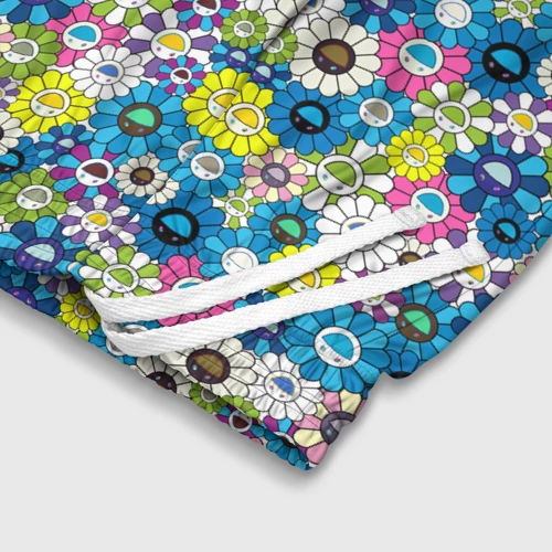 Детские спортивные шорты 3D с принтом Takashi Murakami Улыбающиеся цветы - картинка 6 Детские спортивные шорты 3D Takashi Murakami Улыбающиеся цветы - фото 6