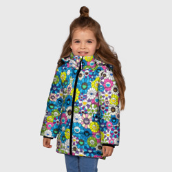 Зимняя куртка для девочек 3D Takashi Murakami Улыбающиеся цветы - фото 2