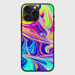 Чехол силиконовый для Apple iPhone 15 Pro Мax матовый Аномально яркие цветные разводы