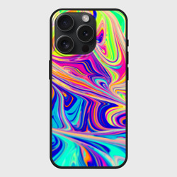 Чехол силиконовый для Apple iPhone 15 Pro матовый Аномально яркие цветные разводы