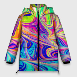 Женская зимняя куртка Oversize Аномально яркие цветные разводы