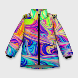 Зимняя куртка для девочек 3D Аномально яркие цветные разводы