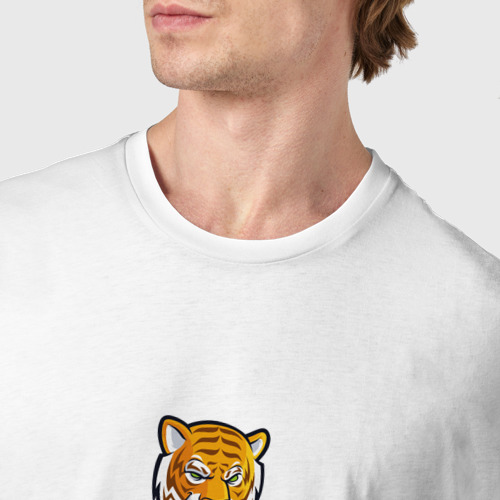 Мужская футболка хлопок Тигр спортивный, цвет белый - фото 6