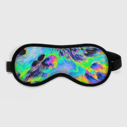 Маска для сна 3D Неоновый кислотный абстрактный яркий узор - хаос облако голубовато-зеленый