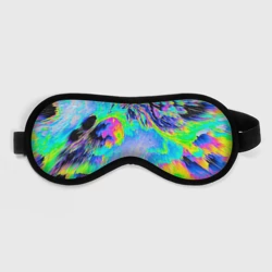 Маска для сна 3D Неоновый кислотный абстрактный яркий узор - хаос облако голубовато-зеленый