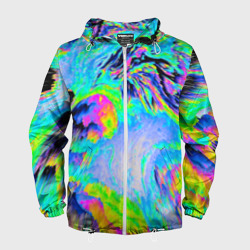 Мужская ветровка 3D Неоновый кислотный абстрактный яркий узор - хаос облако голубовато-зеленый