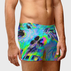 Мужские трусы 3D Неоновый кислотный абстрактный яркий узор - хаос облако голубовато-зеленый - фото 2