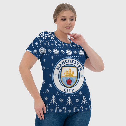 Женская футболка 3D с принтом Манчестер Сити Новогодний, фото #4