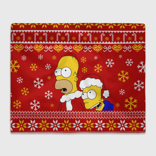 Плед 3D с принтом Новогодний Гомер и Барт Симпсоны, вид спереди #2