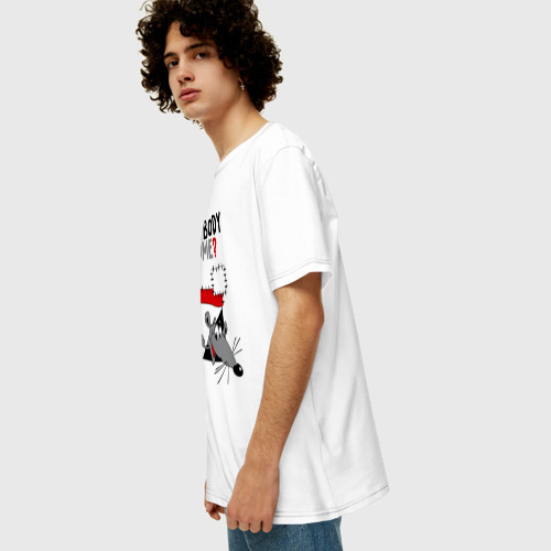Мужская футболка хлопок Oversize Anybody home - мышонок, цвет белый - фото 5