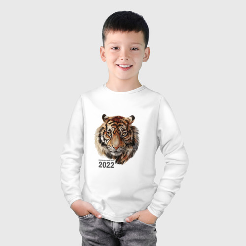 Детский лонгслив хлопок Тигр 2022 символ, цвет белый - фото 3