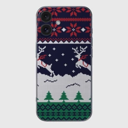 Чехол для iPhone 16 силиконовый с защитой камеры Свитер с оленями deer sweater