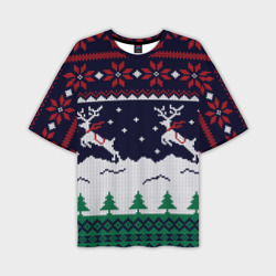 Мужская футболка oversize 3D Свитер с оленями deer sweater