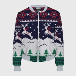 Женский бомбер 3D Свитер с оленями deer sweater