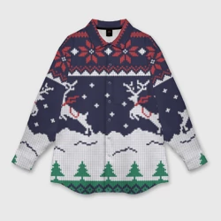 Женская рубашка oversize 3D Свитер с оленями deer sweater