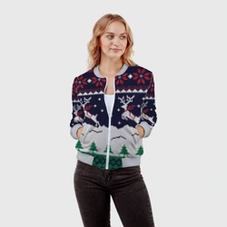 Женский бомбер 3D Свитер с оленями deer sweater - фото 2