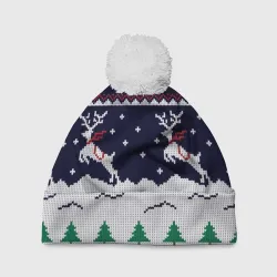 Шапка 3D c помпоном Свитер с оленями deer sweater