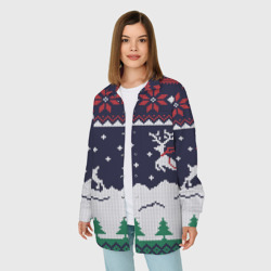 Женская рубашка oversize 3D Свитер с оленями deer sweater - фото 2