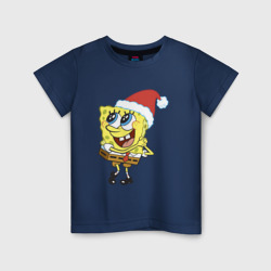 Детская футболка хлопок Рождественский Спанч Боб