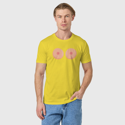 Мужская футболка хлопок Boobs 18+, цвет желтый - фото 3