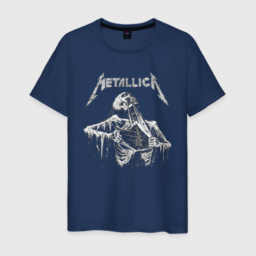 Мужская футболка из хлопка с принтом Metallica - thrash metal!, вид спереди №1