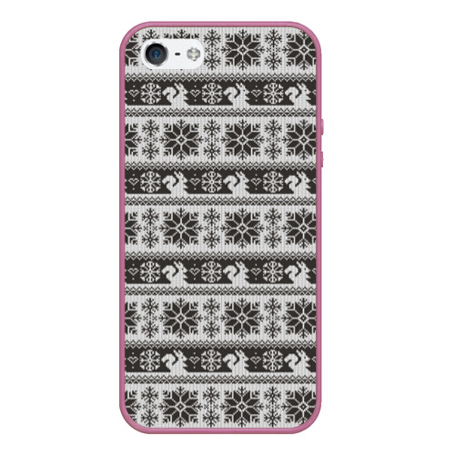 Чехол для iPhone 5/5S матовый Squirrel Pattern, цвет розовый